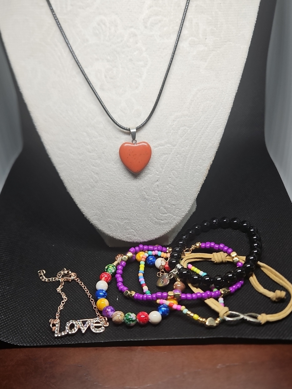 Heart Pendant Necklace in Coral Orange - Women's Jewelry